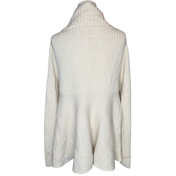 Agnona Cashmere Cardigan Sweater Cream Ribbed Knit Italy size 48 / US 12 / Large - Picture 4 of 9